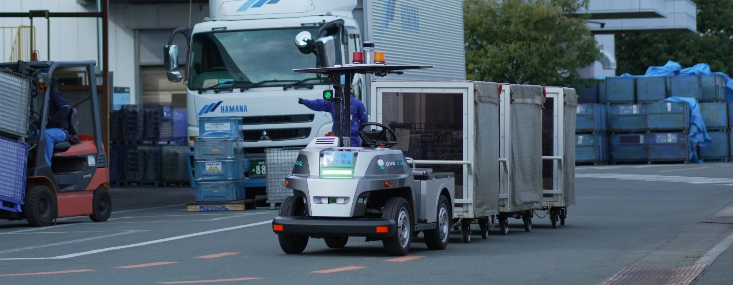 Provided automated transport of heavy items, such as crank shafts, over a distance of 700 m between buildings